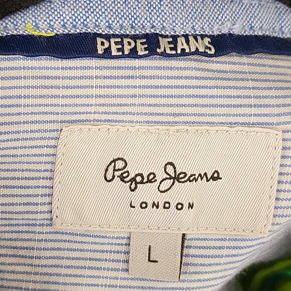 Pepe Jeans Highlighter Green Plaid 100% Cotton Button Front Shirt - Picture 3 of 4